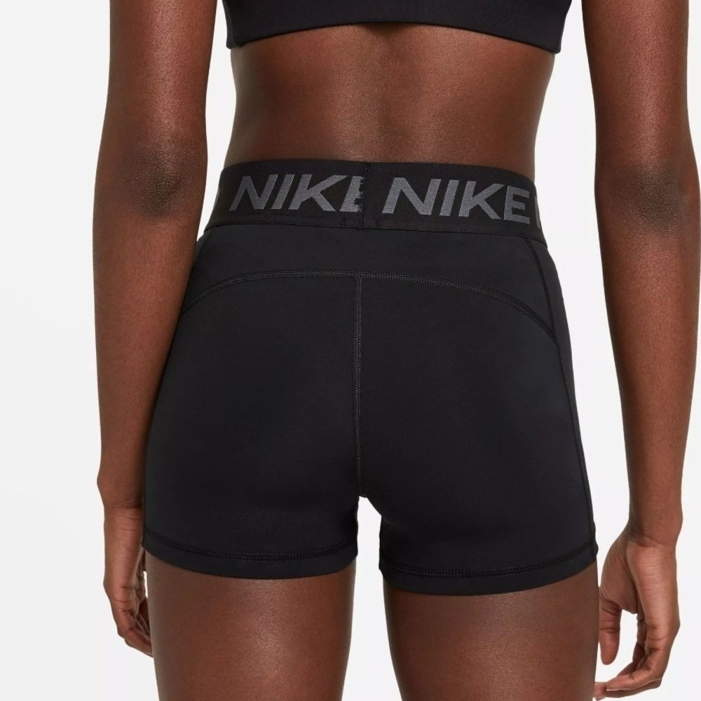 NWT Nike Pro Womens 3 Inch Training Spandex Shorts Black Mid Rise Dri-FIT Small - Picture 2 of 6